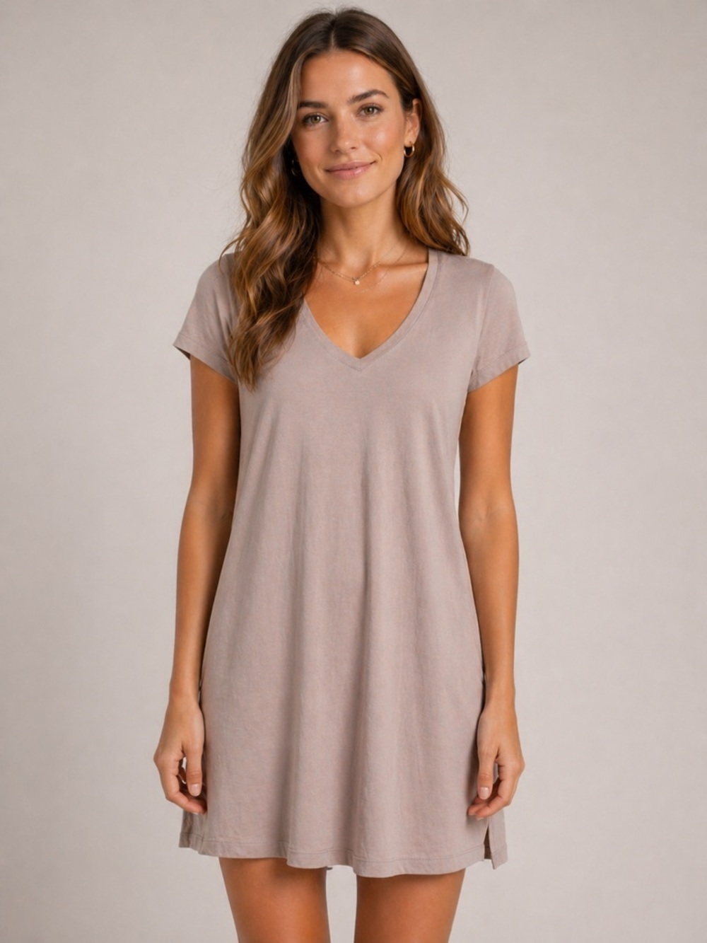Madewell 100% Cotton T-shirt dress Lavender Size Medium V Neck